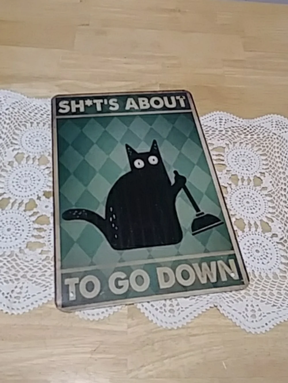 Black Cat bathroom wall art, funny.